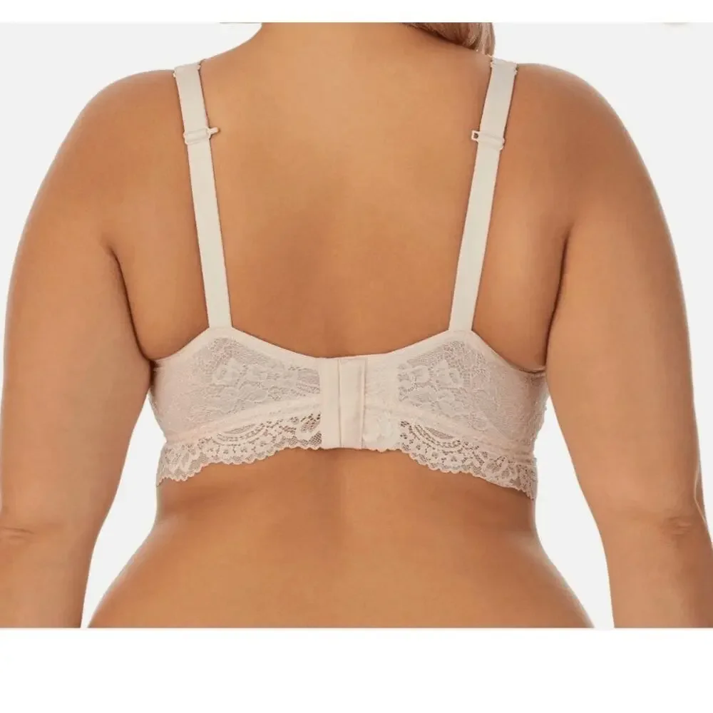DREAMFIT Plus Size Full Coverage Wireless Lace Bralette Suntan Beige 3X New